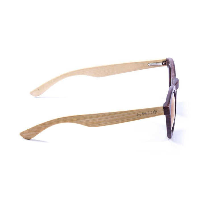 ocean sunglasses KRNglasses model DUNE SKU LE20011.8 with brown frame and blue revo lens