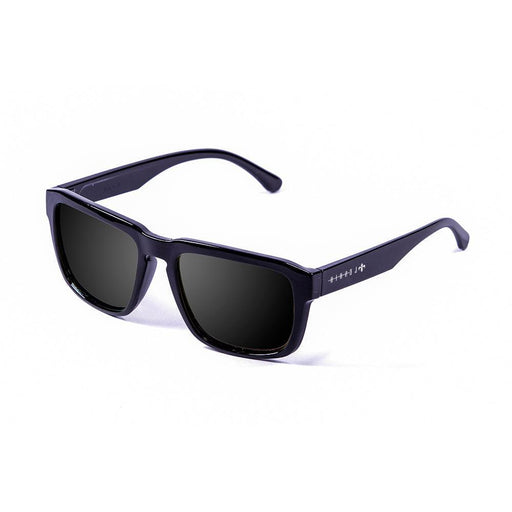 ocean sunglasses KRNglasses model LA SKU LE30.1 with shiny black frame and smoke lens