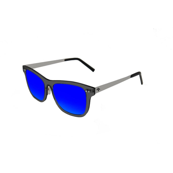 ocean sunglasses KRNglasses model FERRAND SKU LE47.4 with transparent frame and blue revo lens