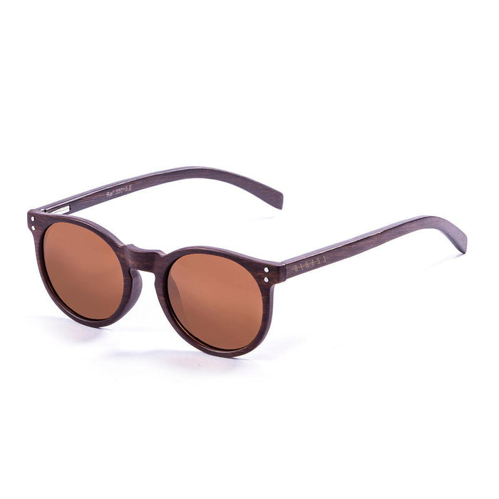 ocean sunglasses KRNglasses model lenoirNE SKU LE55012.6 with transparent frame and red revo lens