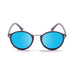 ocean sunglasses KRNglasses model LILLE SKU 10303.9 with matte brown strips frame and revo green lens