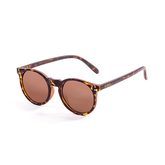 ocean sunglasses KRNglasses model LIZARD SKU 72001.4 with matte black & demy brown frame and revo blue lens