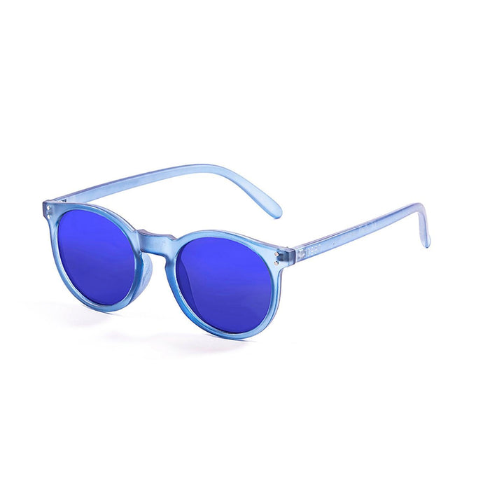ocean sunglasses KRNglasses model LIZARD SKU 72002.1 with frosted blue frame and revo red lens