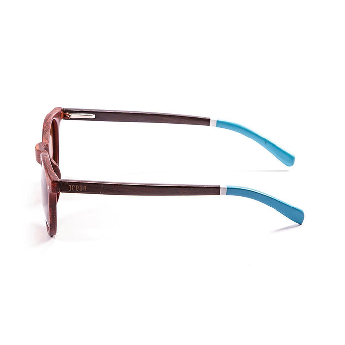 ocean sunglasses KRNglasses model LIZARD SKU 55012.4 with demy brown frame and red revo lens