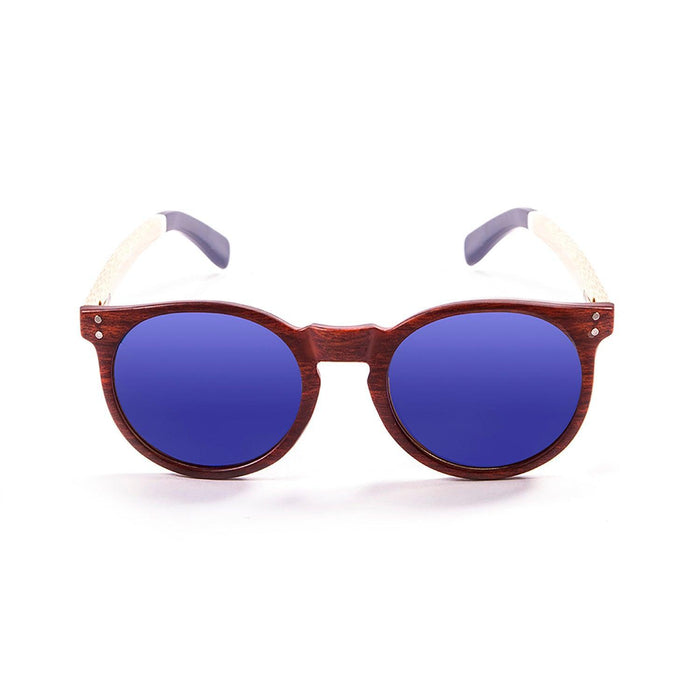 ocean sunglasses KRNglasses model LIZARD SKU 55001.6 with white transparent frame and revo blue lens