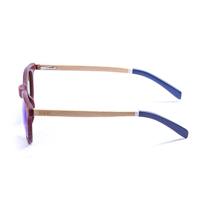 ocean sunglasses KRNglasses model LIZARD SKU 55001.4 with demy brown frame and revo blue lens