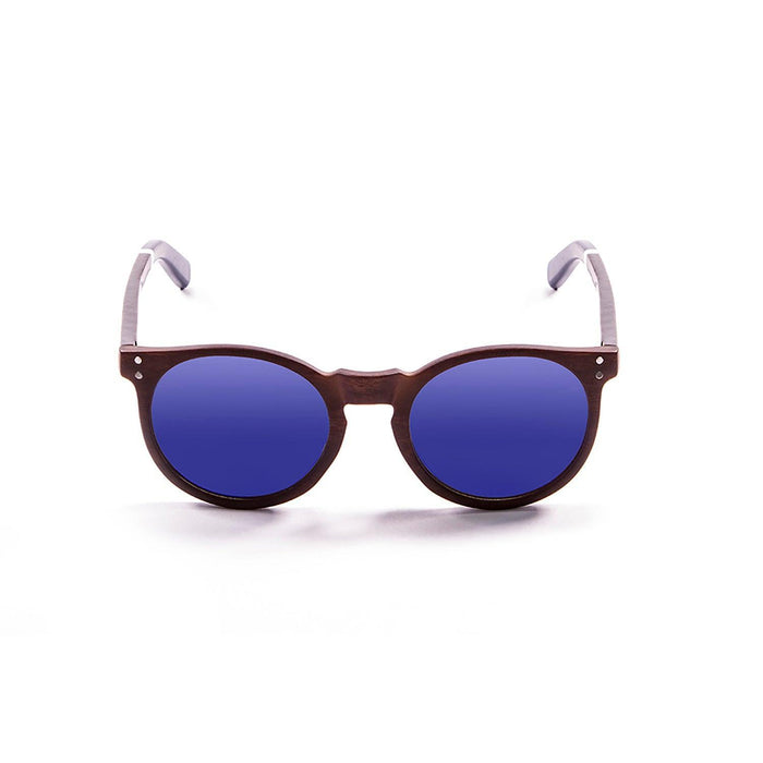 ocean sunglasses KRNglasses model LIZARD SKU 55001.3 with bamboo brown frame and revo blue lens