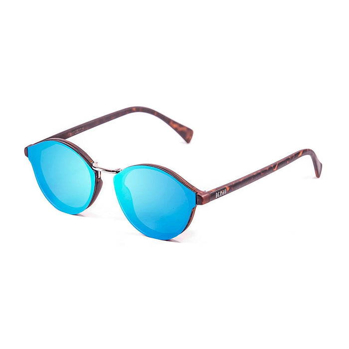 ocean sunglasses KRNglasses model LOIRET SKU 10307.6 with matte light brown frame and revo blue sky flat lens