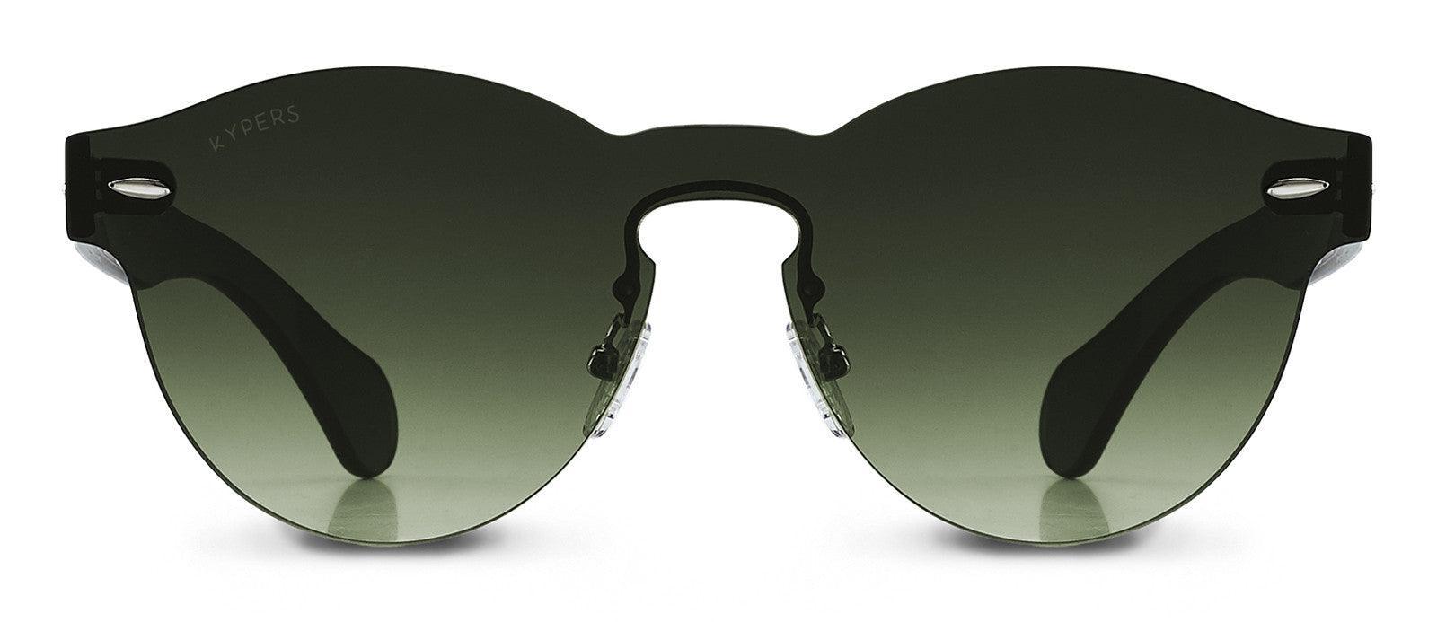 KYPERS sunglasses model LUA LU005 with black frame and green mirror lens