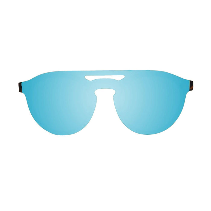 ocean sunglasses KRNglasses model MODENA SKU 75103.2 with matte demy brown frame and revo blue sky flat lens