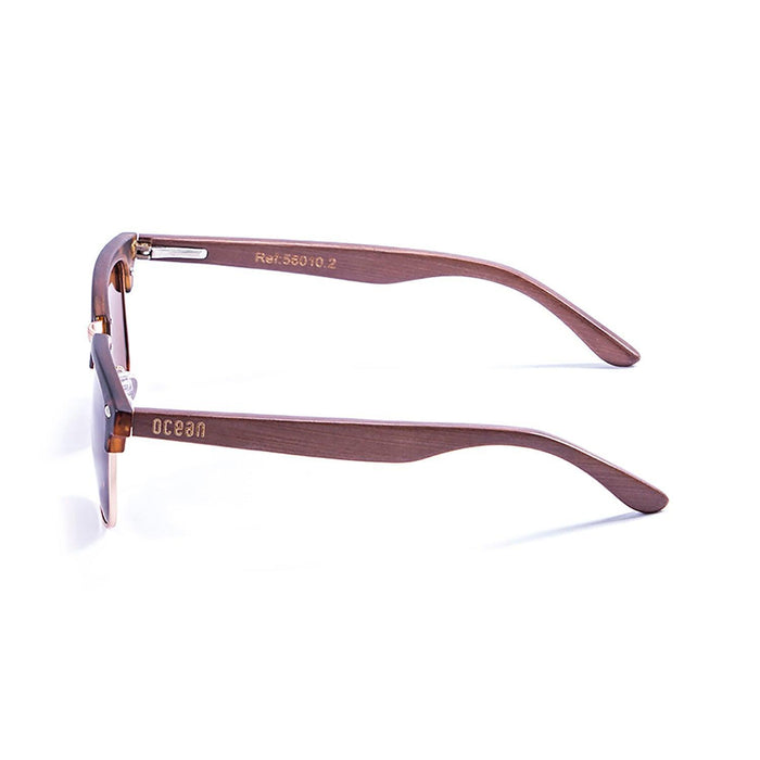 ocean sunglasses KRNglasses model REMEMBER SKU 56011.2 with demy brown frame and revo blue lens