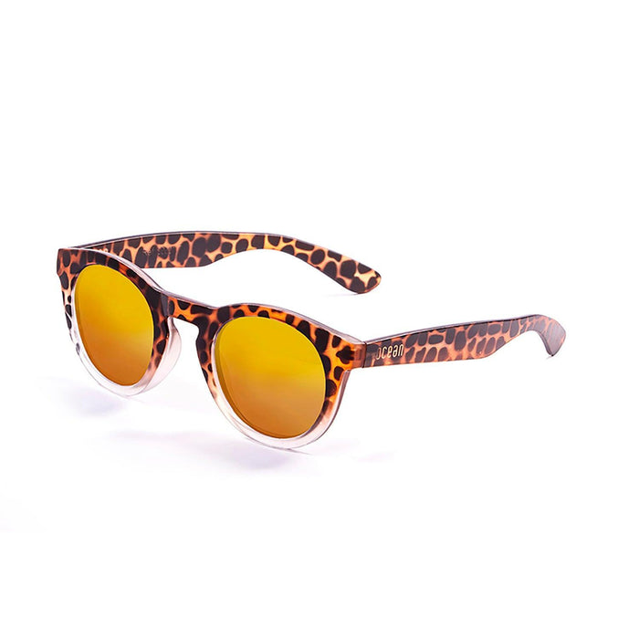 ocean sunglasses KRNglasses model SAN SKU 20002.7 with demy brown & white frame and revo red lens