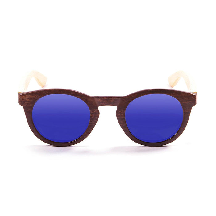 ocean sunglasses KRNglasses model SAN SKU 20011.9 with bamboo brown dark frame and revo blue lens