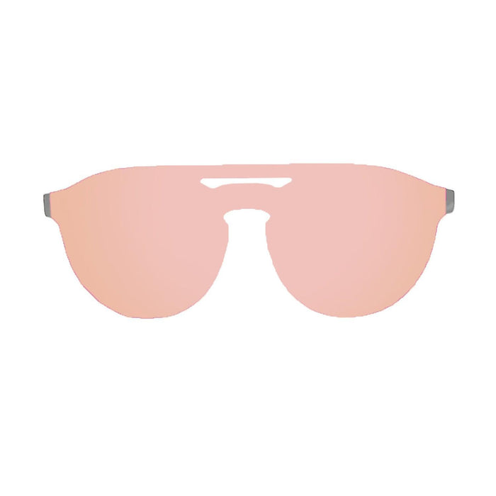 ocean sunglasses KRNglasses model SAN SKU 75209.4 with matte solid grey frame and revo pastel pink flat lens