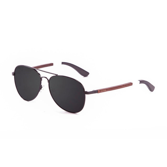 ocean sunglasses KRNglasses model SAN SKU 18110.15 with shiny dark silver frame and smoke lens