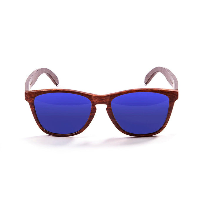 ocean sunglasses KRNglasses model SEA SKU 57011.2 with brown dark frame and revo blue lens