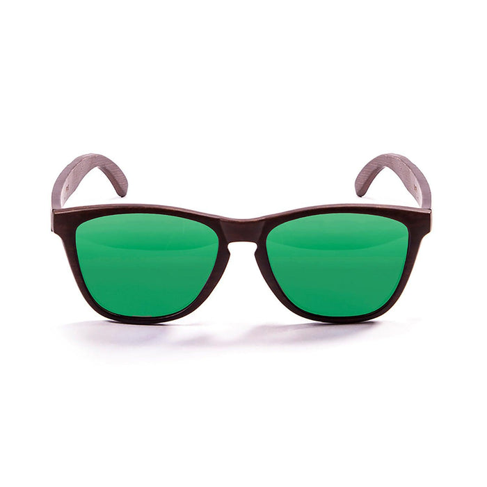 ocean sunglasses KRNglasses model SEA SKU 57001.3 with brown natural frame and revo blue lens
