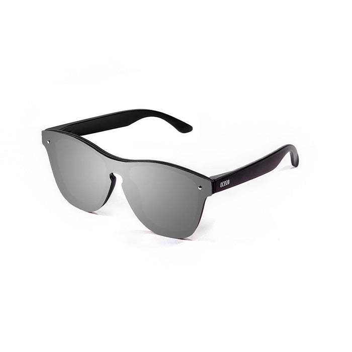 ocean sunglasses KRNglasses model SOCOA SKU 40003.15 with matte black frame and revo blue sky flat lens