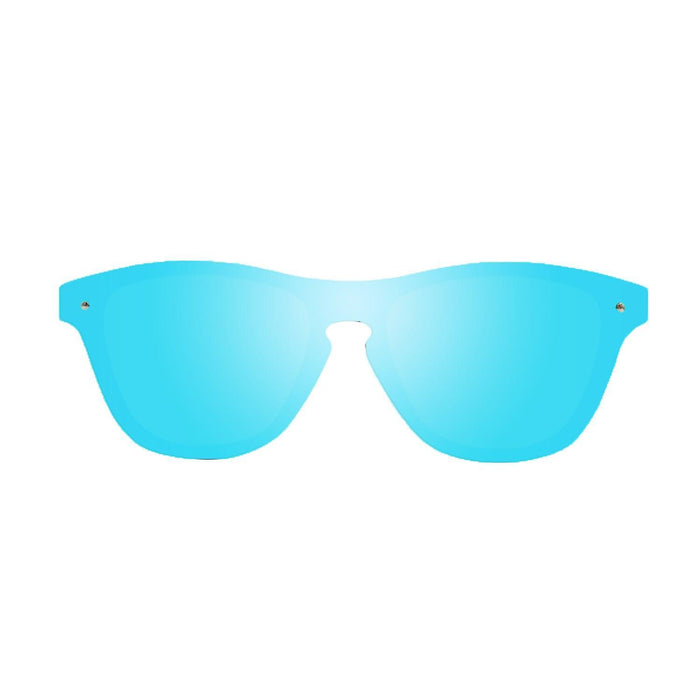 ocean sunglasses KRNglasses model SOCOA SKU 40003.2 with matte black frame and blue mirror flat lens