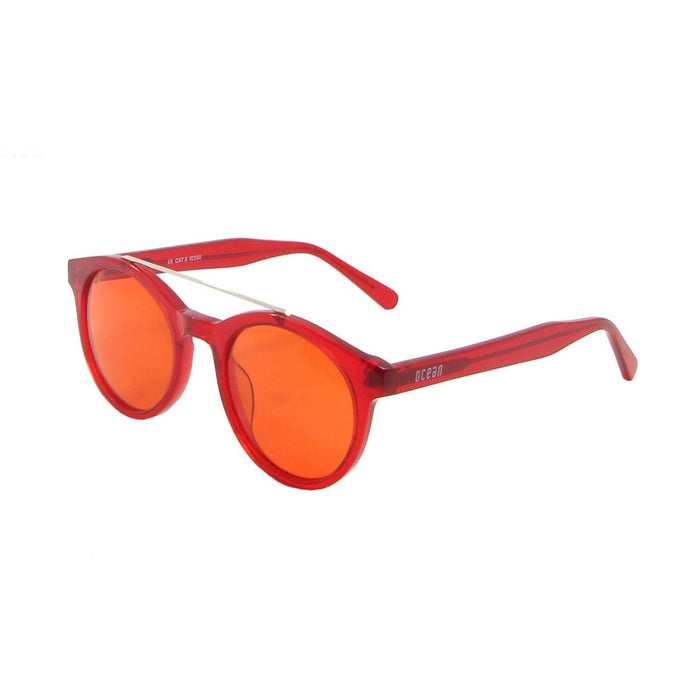 ocean sunglasses KRNglasses model TIBURON SKU 10200.11 with transparent blue frosted frame and transparent red lens