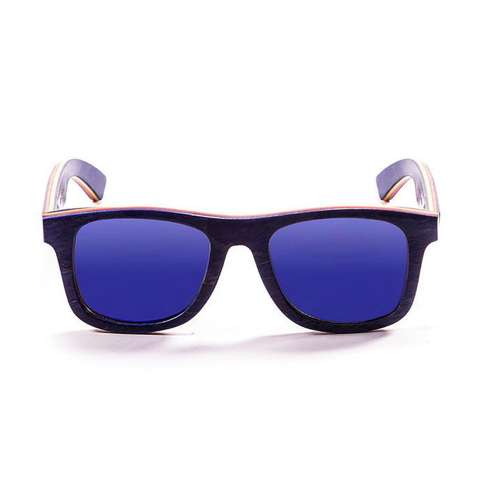 ocean sunglasses KRNglasses model VENICE SKU 54001.8 with skate brown & lines blue/yellow frame and brown lens