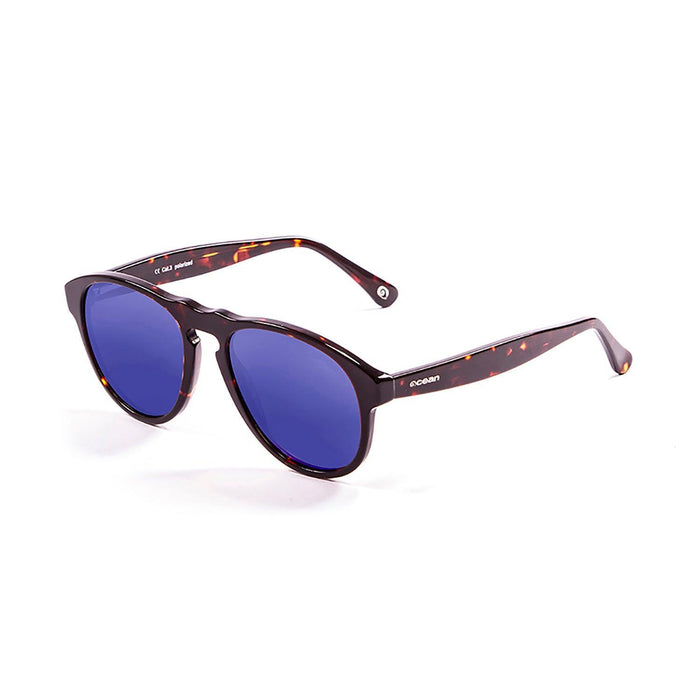 ocean sunglasses KRNglasses model WASHINGTON SKU 5001.0 with matte black frame and revo blue lens