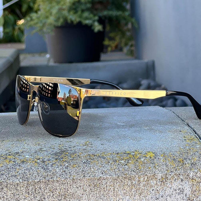 Sunglasses ZERPICO TITAN V2 Wayfarer Fashion Men Polarized Titanium & Gold Plated 24K