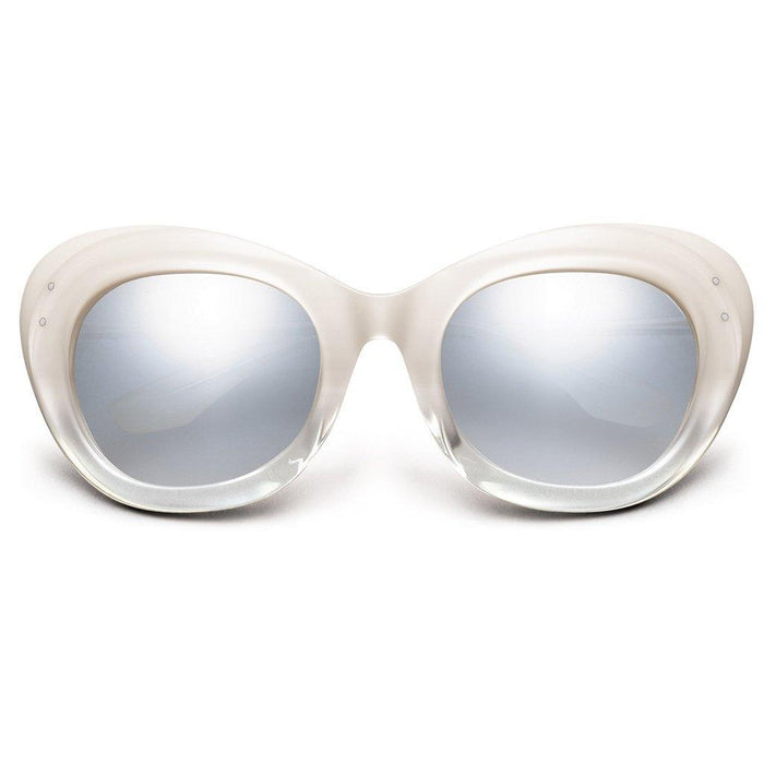 Sunglasses IVI VISION FAYE Polished Ivory Fade Chrome / Light Blue Chrome Flash Lens